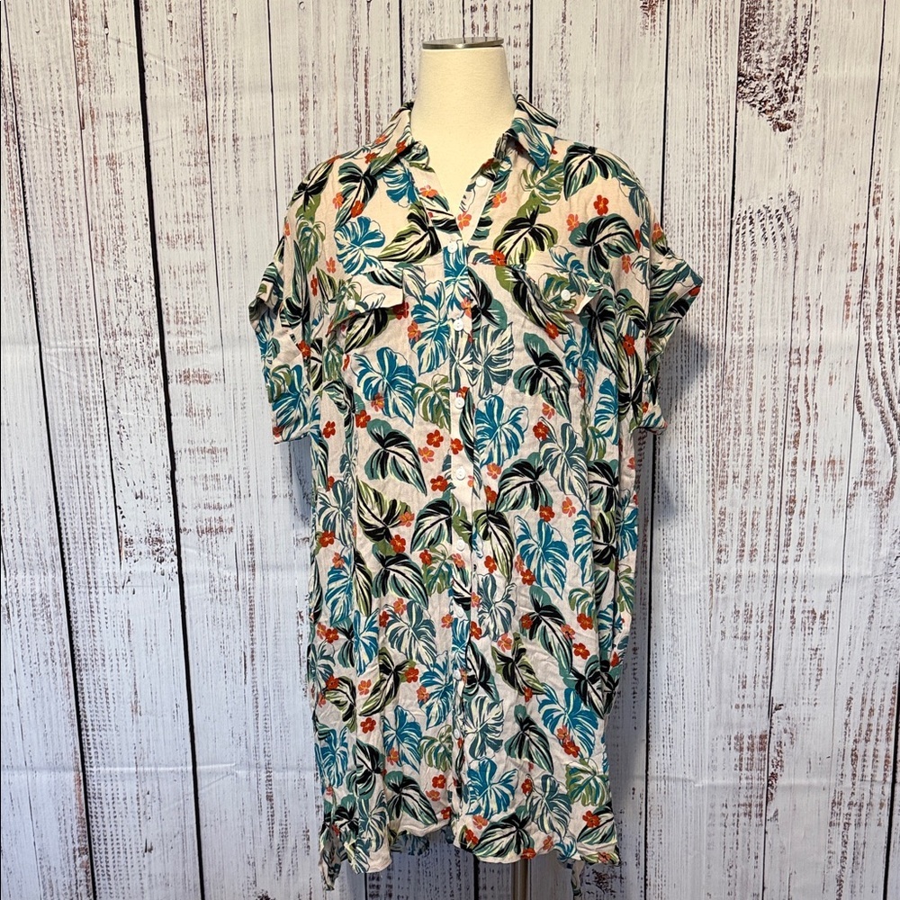 Lost‎ + Wander Tropical High Low Dress - Blue and Green